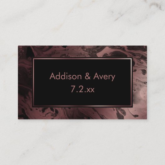 Modern Roos goud & zwart gemarmerd Dank u invoegen Informatiekaartje (Achterkant)