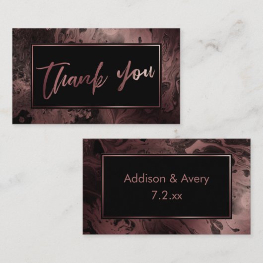 Modern Roos goud & zwart gemarmerd Dank u invoegen Informatiekaartje (Voorkant / Achterkant)