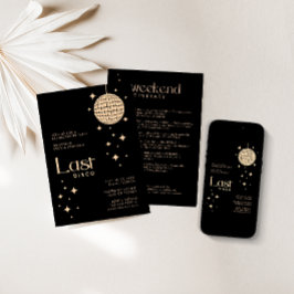 Modern Roos Goud & Zwart "Last Disco" Bachelorette Folie Uitnodiging