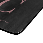 Modern Roos Goud Zwart Monogram Typografie Snijplank (Hoek)