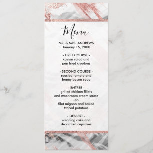 Modern Roos Goud Zwart Wit Brushstrokes Menu