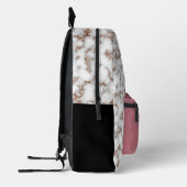 Modern Roos Goud Zwart Wit Marmer Bedrukte Rugzak (Links)