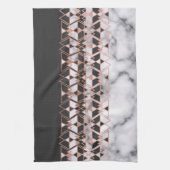 Modern Roos Goud Zwart Wit Marmer Geometrisch Theedoek (Verticaal)