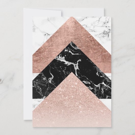 Modern roos goud zwart wit marmer Sweet 16 Kaart (Achterkant)