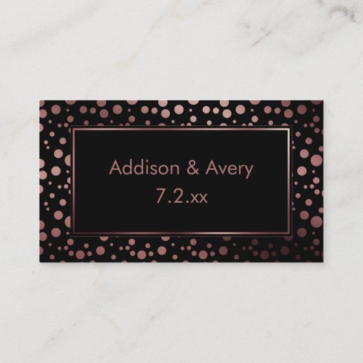 Modern Roos Goud & Zwarte Cirkels Dank u invoegen Informatiekaartje (Achterkant)