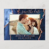 Modern Roos Gouden Blauwe Agaat FOTO Opslaan van d Aankondigingskaart (Voorkant)