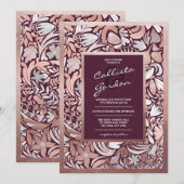 Modern Roos Gouden Bourgondische Floral Botanische Kaart (Voorkant / Achterkant)