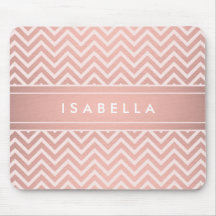 Modern Roos Gouden Chevron Patroon Monogrammed