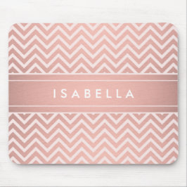 Modern Roos Gouden Chevron Patroon Monogrammed Muismat