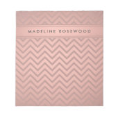 Modern Roos Gouden Chevron Patroon Monogrammed Notitieblok (Voorkant)