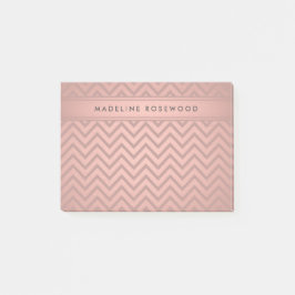 Modern Roos Gouden Chevron Patroon Monogrammed Post-it® Notes