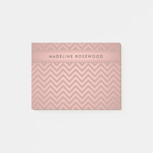 Modern Roos Gouden Chevron Patroon Monogrammed Post-it® Notes