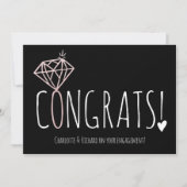 Modern roos gouden diamant congrats verloving kaart (Voorkant)