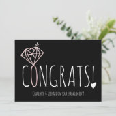 Modern roos gouden diamant congrats verloving kaart (Staand voorkant)