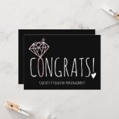 Modern roos gouden diamant congrats verloving kaart (Voorkant / Achterkant in situ)