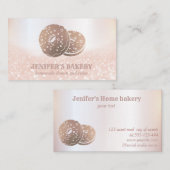 Modern roos gouden donuts glittery zelfgemaakte ba visitekaartje (Voorkant / Achterkant)