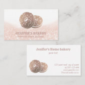 Modern roos gouden donuts glittery zelfgemaakte ba visitekaartje (Voorkant / Achterkant)