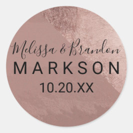 Modern Roos Gouden Faux Folie Driehoek Bruiloft Ronde Sticker