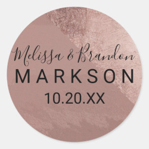 Modern Roos Gouden Faux Folie Driehoek Bruiloft Ronde Sticker