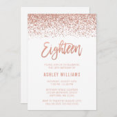 Modern Roos Gouden Faux Glitter 18e Verjaardag Kaart (Voorkant / Achterkant)