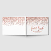 Modern Roos Gouden Faux Glitter Bruiloft Gastenboek (Volledig)