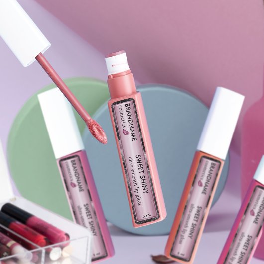 Modern Roos Gouden Folie Agaat Glitter Lip Gloss S Labels