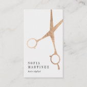 Modern roos gouden folie haarstylist schaar logo visitekaartje (Voorkant)