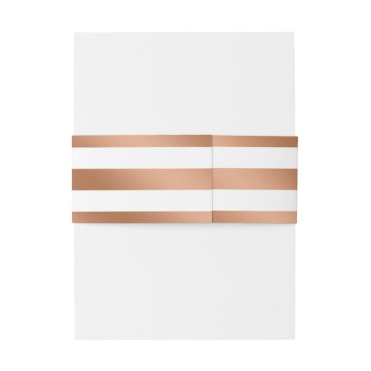 Modern Roos Gouden Folie Strepen Bruiloft Monogram Uitnodigingen Wikkel (Achterkant Voorbeeld)