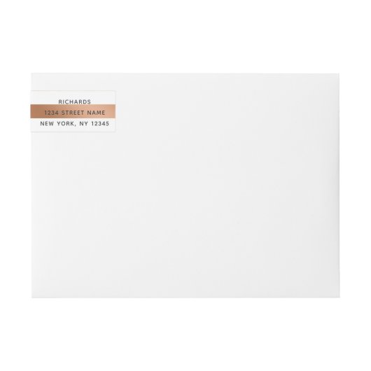 Modern Roos Gouden Folie Strepen Monogram Bruiloft (Voorkant)