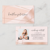Modern roos gouden geometrische blush roze make-up visitekaartje (Voorkant / Achterkant)