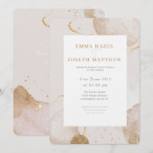Modern roos gouden glam bruiloft uitnodiging (Voorkant / Achterkant)