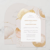 Modern roos gouden glam bruiloft uitnodiging (Voorkant / Achterkant)