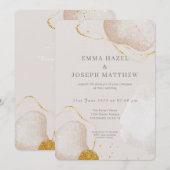 Modern roos gouden glam bruiloft uitnodiging (Voorkant / Achterkant)