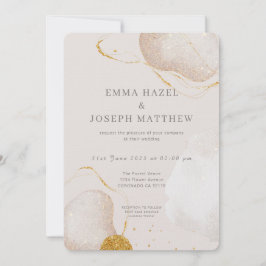 Modern roos gouden glam bruiloft uitnodiging