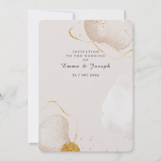 Modern roos gouden glam bruiloft uitnodiging (Achterkant)