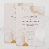 Modern roos gouden glam bruiloft uitnodiging (Voorkant / Achterkant)