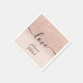 Modern roos gouden glitter blush roze liefde bruil servet (Hoek)