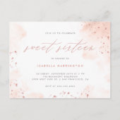Modern Roos Gouden Glitter Blush Roze Ombre Sweet  Uitnodiging Briefkaart (Voorkant)