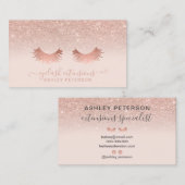 Modern roos gouden glitter blush roze wimpers visitekaartje (Voorkant / Achterkant)