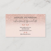 Modern roos gouden glitter blush roze wimpers visitekaartje (Achterkant)
