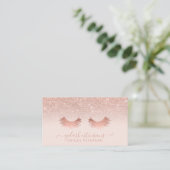 Modern roos gouden glitter blush roze wimpers visitekaartje (Staand voorkant)