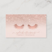 Modern roos gouden glitter blush roze wimpers visitekaartje (Voorkant)