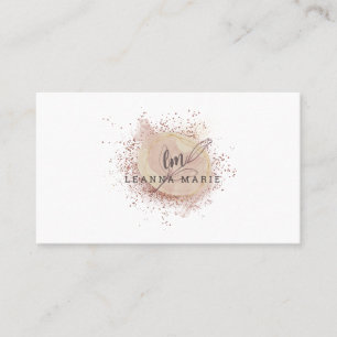 Modern Roos Gouden Glitter Blush Waterverf Visitekaartje