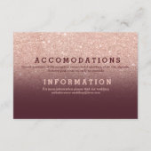 Modern roos gouden glitter bordeaux details bruilo informatiekaartje (Achterkant)