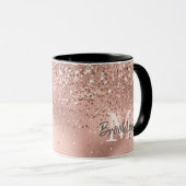Modern Roos Gouden Glitter Confetti Monogrammed Mok (Voorkant rechts)