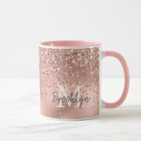 Modern Roos Gouden Glitter Confetti Monogrammed