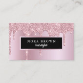 Modern roos gouden glitter druipt haarstylist visitekaartje (Voorkant)