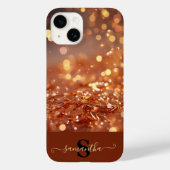 Modern Roos Gouden Glitter Edelstenen Monogrammed Case-Mate iPhone Case (Achterkant)