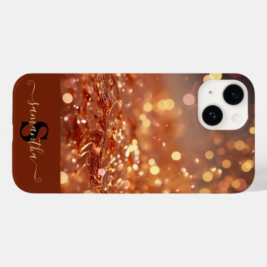 Modern Roos Gouden Glitter Edelstenen Monogrammed Case-Mate iPhone Case (Achterkant (horizontaal))