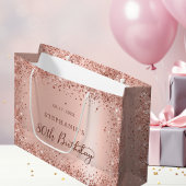 Modern Roos Gouden Glitter Folie Monogram Verjaard Groot Cadeauzakje